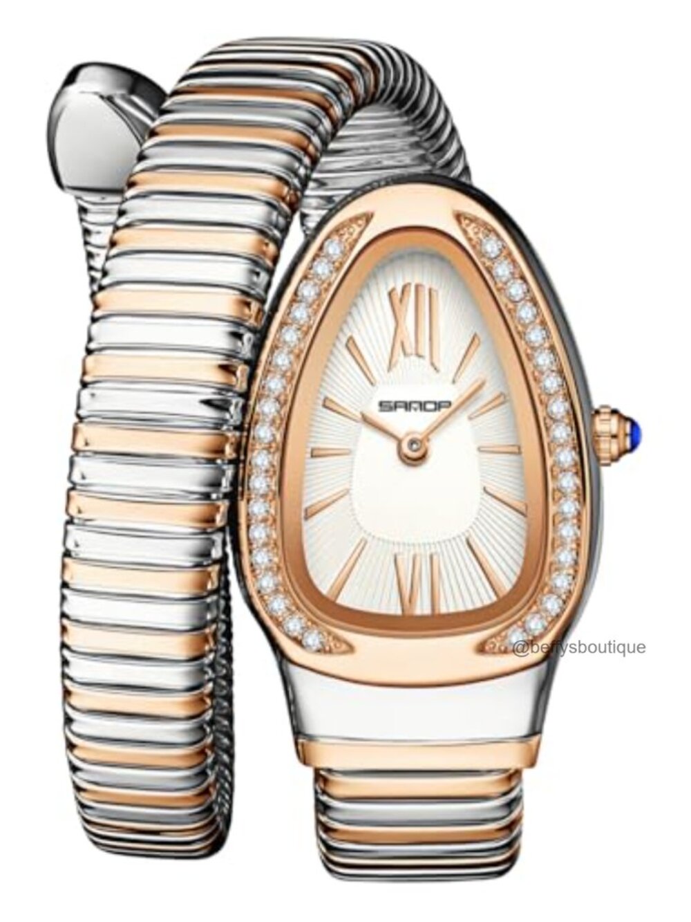 Snake Bracelet Cuff Watch Quartz Roman Numeral Bangle Wristwatch for Women